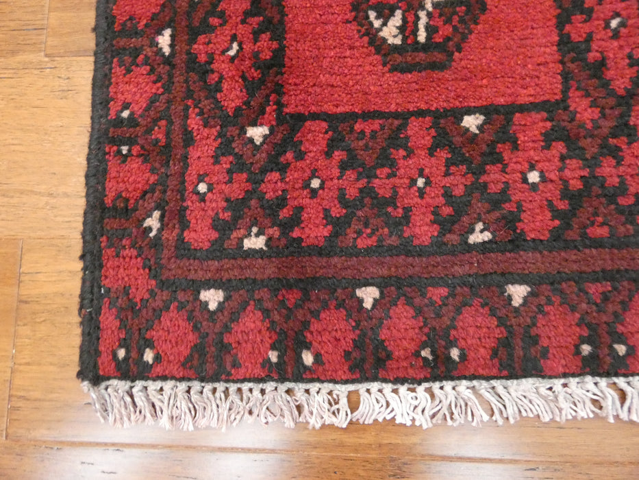 Afghan Hand Knotted Turkman Doormat Size: 64x 46cm - Rugs Direct