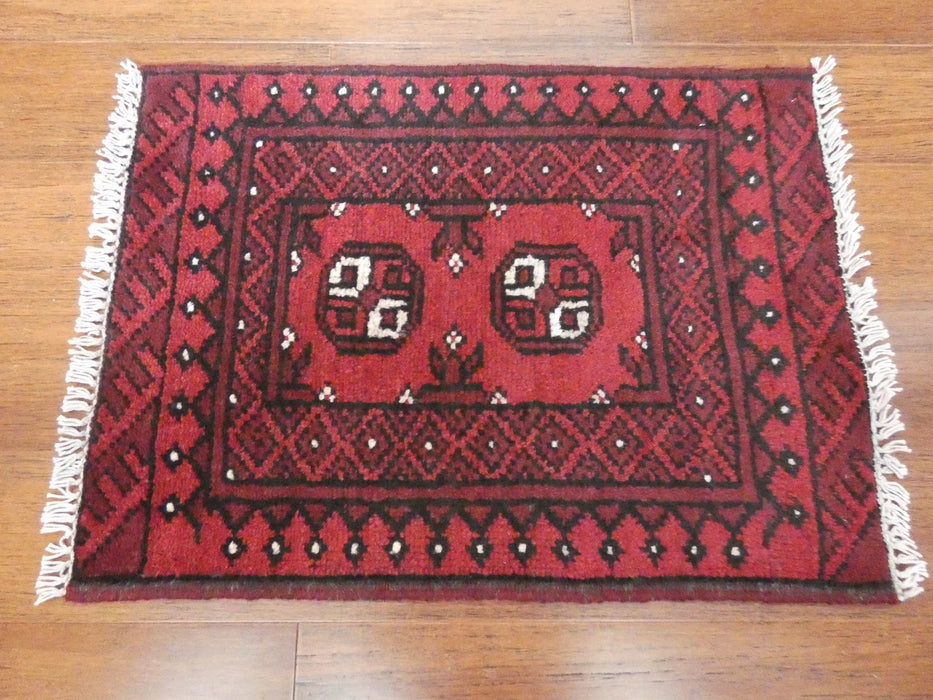 Afghan Hand Knotted Turkman Doormat Size: 67x 50cm - Rugs Direct