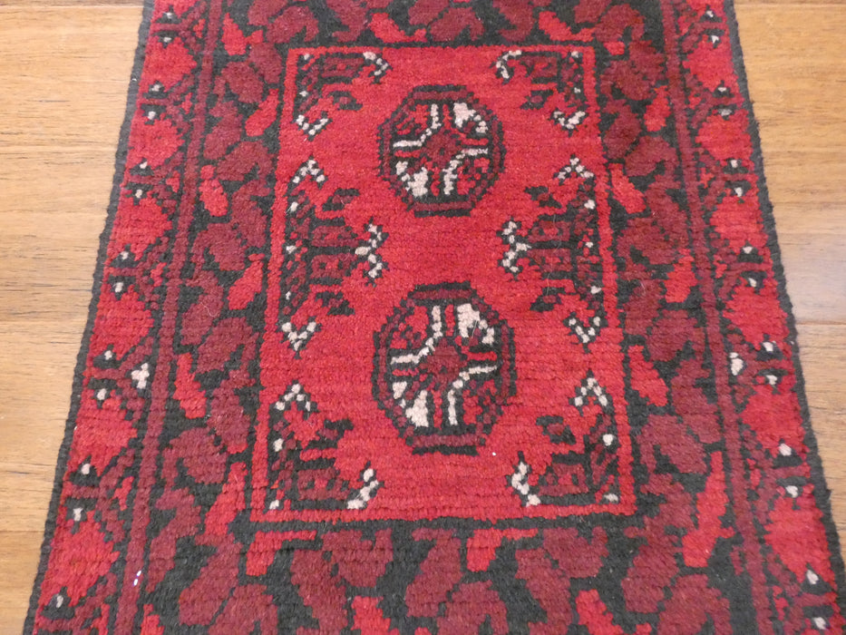 Afghan Hand Knotted Turkman Doormat Size: 63x 48cm - Rugs Direct