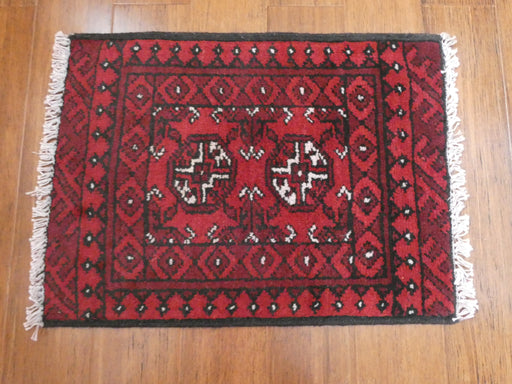 Afghan Hand Knotted Turkman Doormat Size: 66x 49cm - Rugs Direct