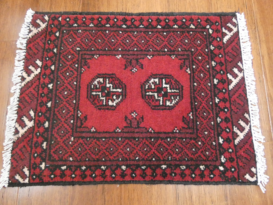 Afghan Hand Knotted Turkman Doormat Size: 65x 50cm - Rugs Direct