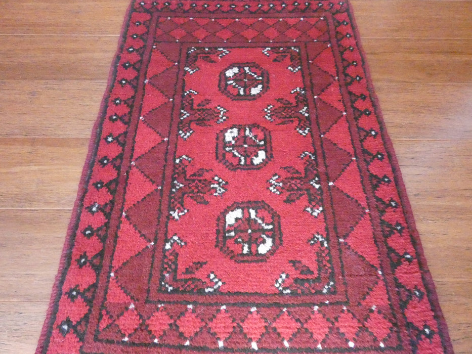 Afghan Hand Knotted Turkman Doormat Size: 91x 53cm - Rugs Direct