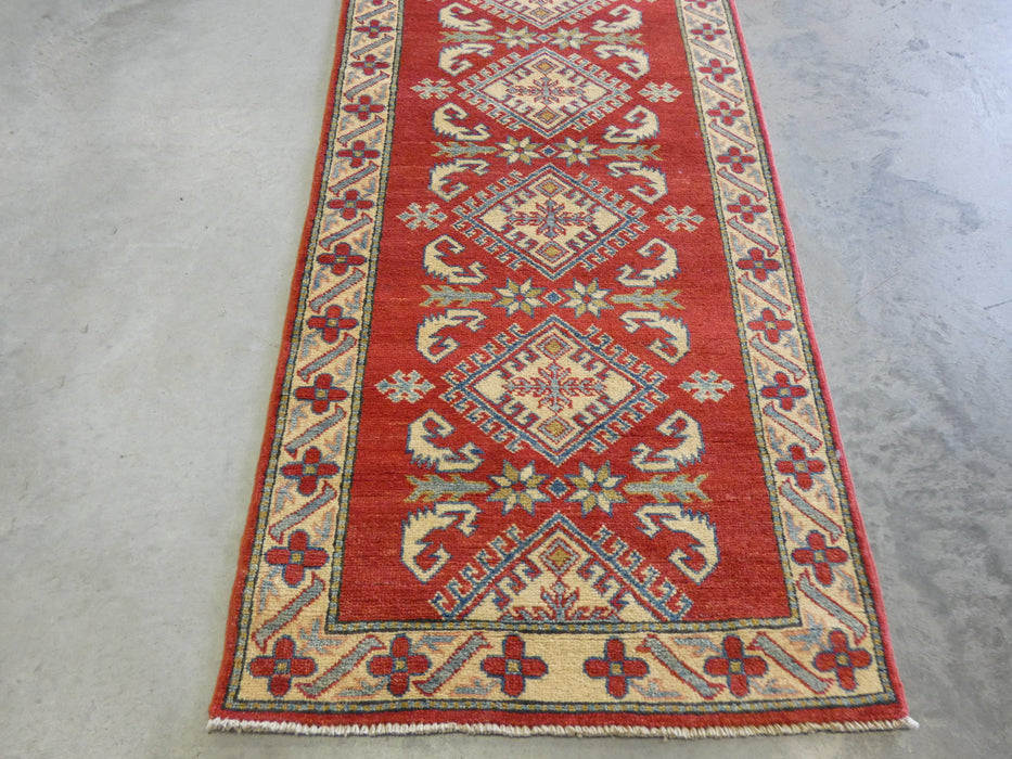 Afghan Hand Knotted Kazak Hallway Runner Size: 81 x 340cm - Rugs Direct