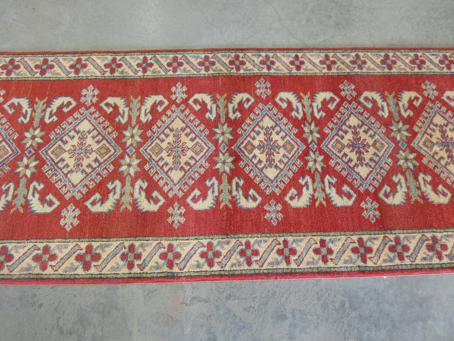 Afghan Hand Knotted Kazak Hallway Runner Size: 81 x 340cm - Rugs Direct