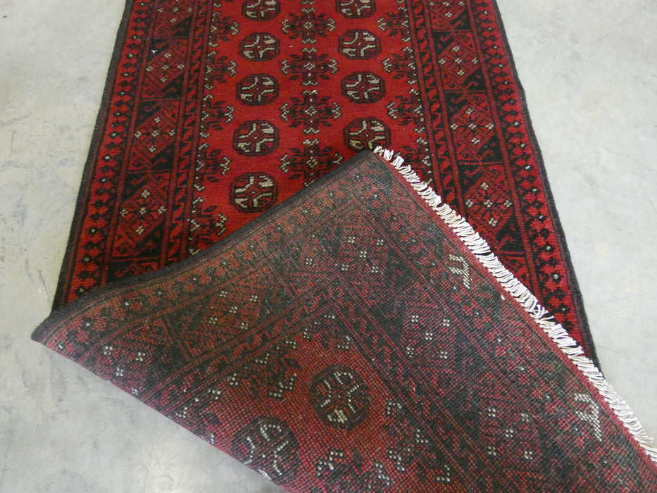 Afghan Hand Knotted Turkman Hallway Runner Size: 378 x 81cm - Rugs Direct