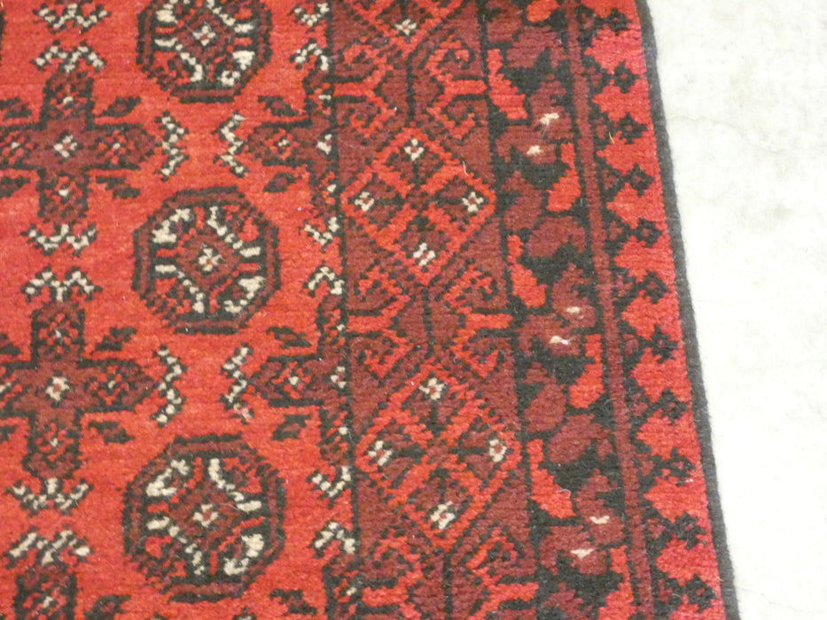Afghan Hand Knotted Turkman Hallway Runner Size: 376 x 80cm - Rugs Direct