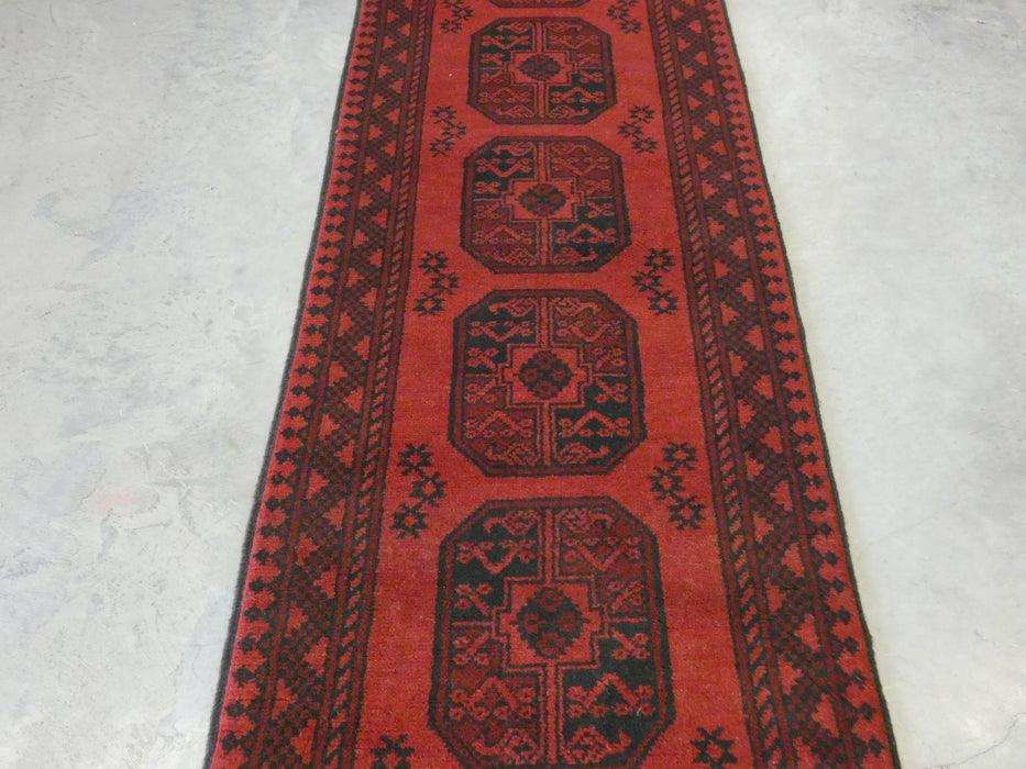 Afghan Hand Knotted Turkman Hallway Runner Size: 80 x 292cm - Rugs Direct
