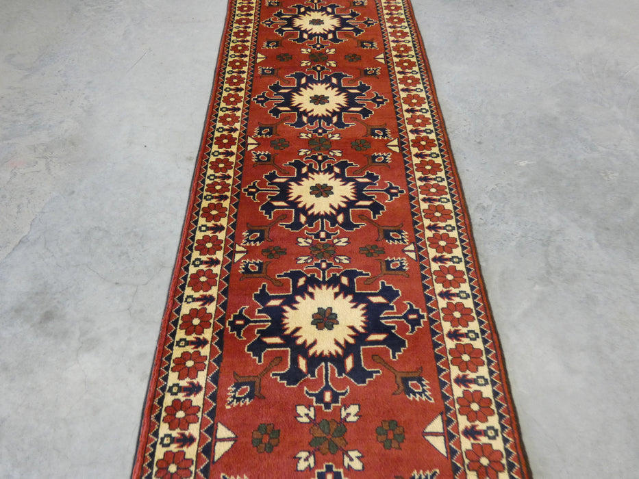Afghan Hand Knotted Kargai Runner Size: 80 x 288cm - Rugs Direct