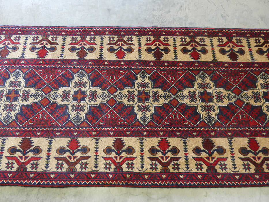 Afghan Hand Knotted Khal Mohammadi  Runner Size: 306cm x 81cm - Rugs Direct