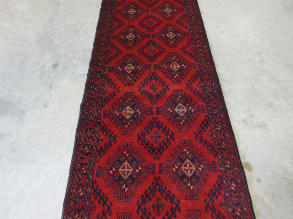 Afghan Hand Knotted Khal Mohammadi  Runner Size: 291cm x 81cm - Rugs Direct