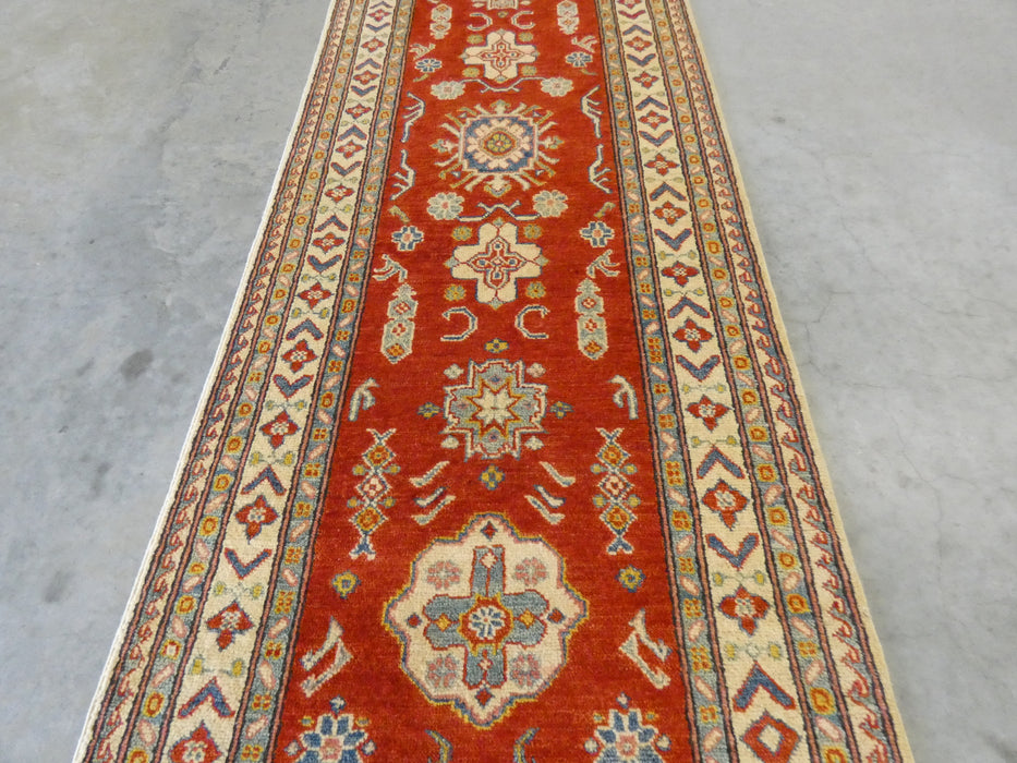 Afghan Hand Knotted Kazak Hallway Runner Size: 83 x 305cm - Rugs Direct