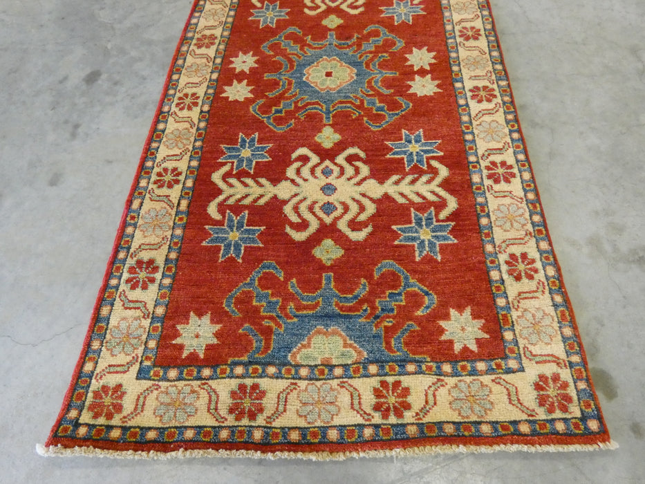 Afghan Hand Knotted Kazak Hallway Runner Size: 81 x 284cm - Rugs Direct