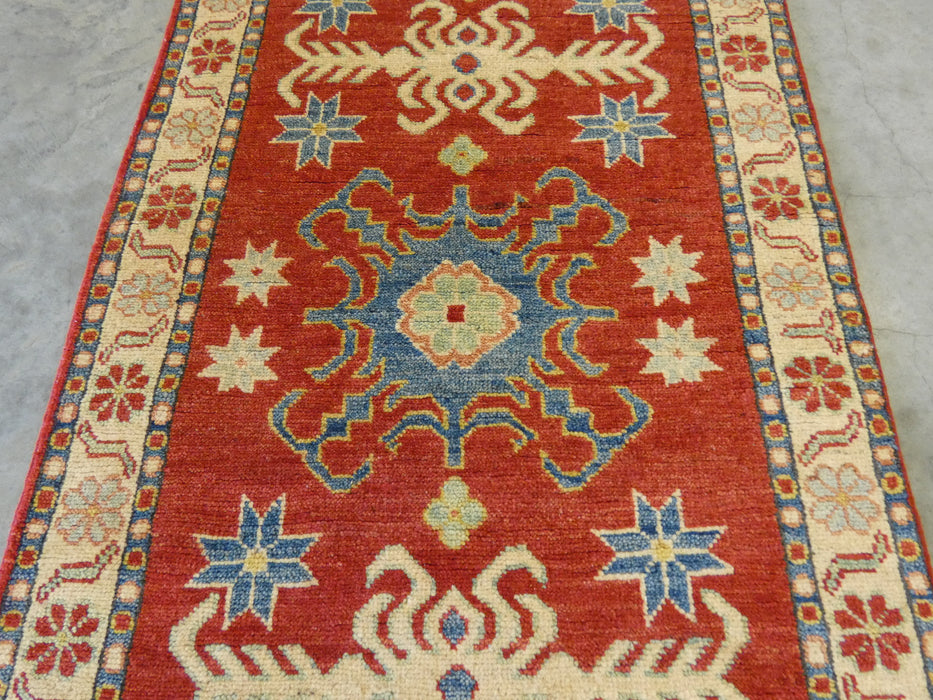 Afghan Hand Knotted Kazak Hallway Runner Size: 81 x 284cm - Rugs Direct