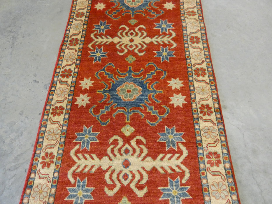 Afghan Hand Knotted Kazak Hallway Runner Size: 81 x 284cm - Rugs Direct