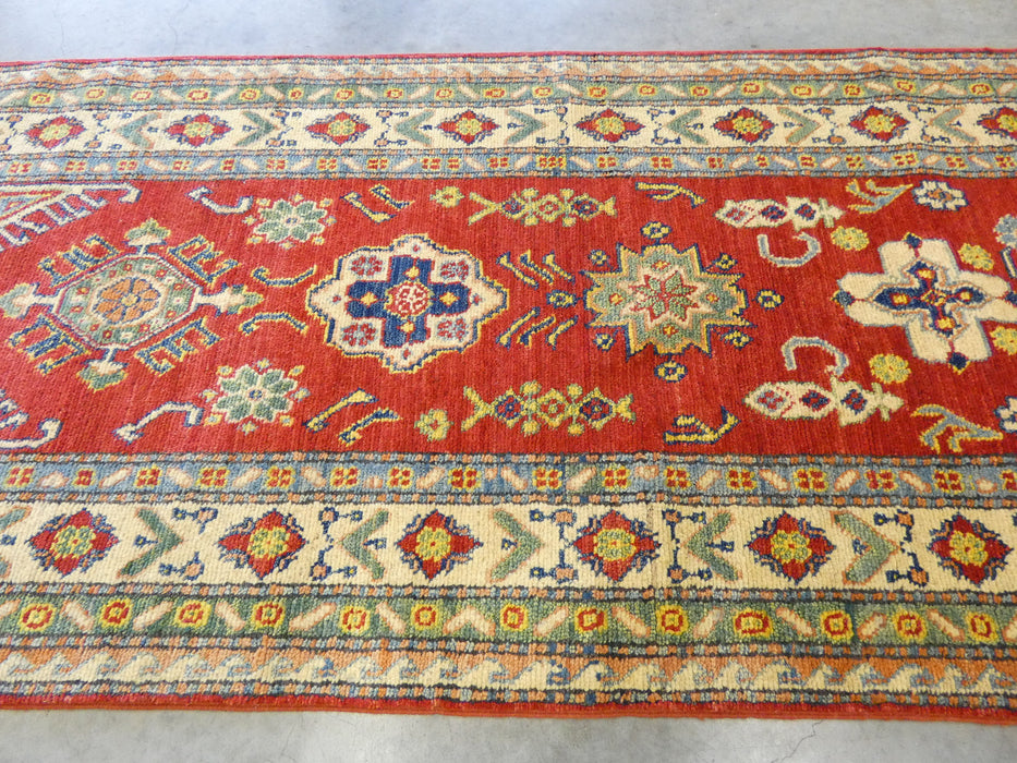 Afghan Hand Knotted Kazak Hallway Runner Size: 89 x 302cm - Rugs Direct