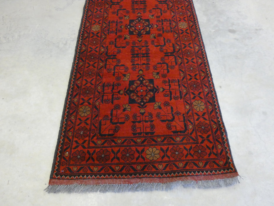 Afghan Hand Knotted Khal Mohammadi  Runner Size: 297cm x 78cm - Rugs Direct