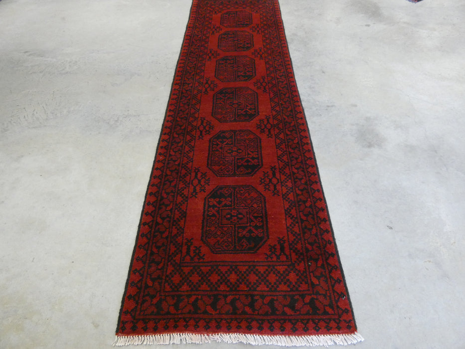 Afghan Hand Knotted Turkman Hallway Runner Size: 285 x 81cm - Rugs Direct