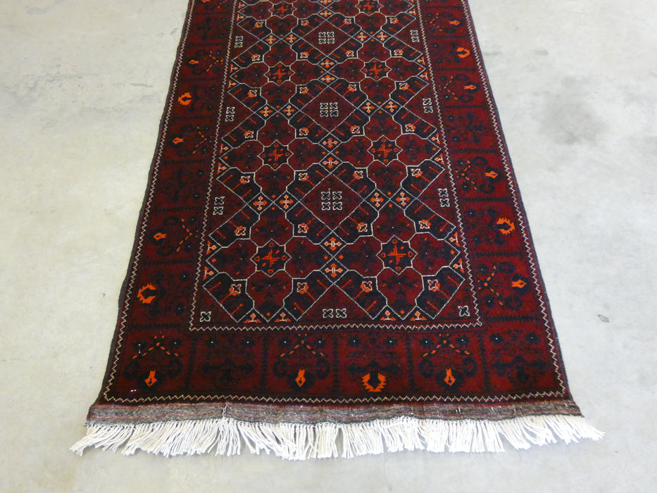 Afghan Hand Knotted Khal Mohammadi  Runner Size: 302cm x 86cm - Rugs Direct