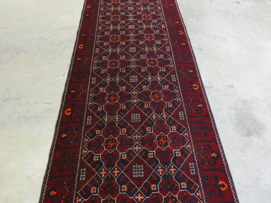 Afghan Hand Knotted Khal Mohammadi  Runner Size: 302cm x 86cm - Rugs Direct