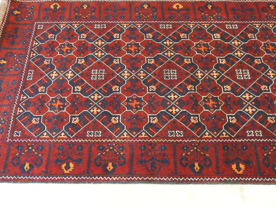 Afghan Hand Knotted Khal Mohammadi  Runner Size: 302cm x 86cm - Rugs Direct