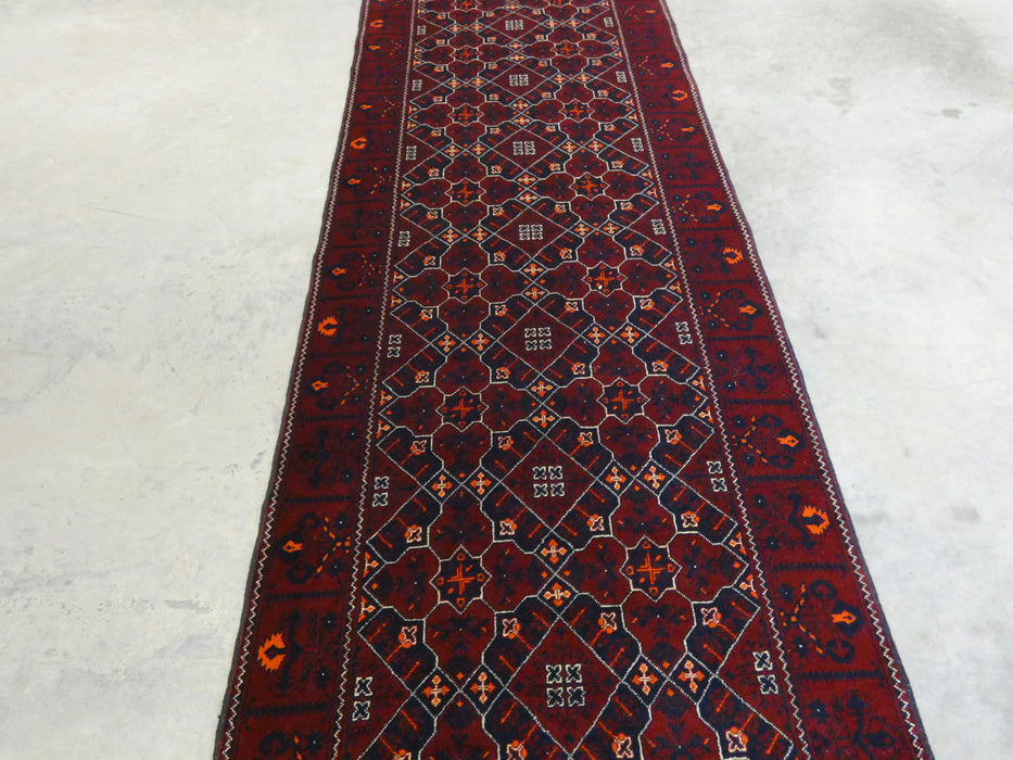 Afghan Hand Knotted Khal Mohammadi  Runner Size: 302cm x 86cm - Rugs Direct