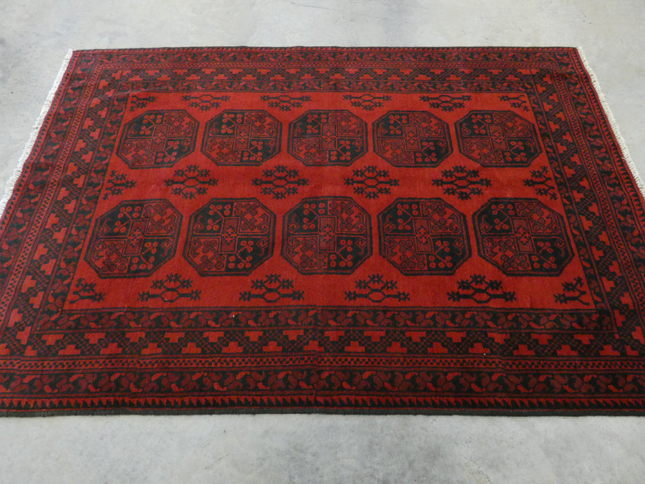 Afghan Hand Knotted Vintage Turkman Rug Size: 163cm x 242cm - Rugs Direct