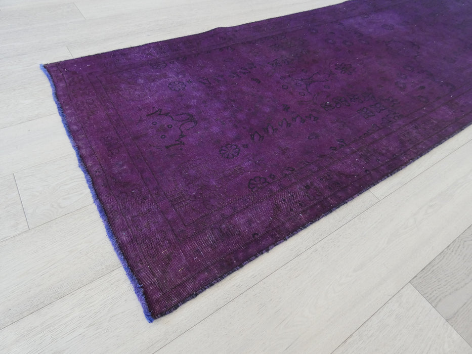 Persian Hand Knotted Vintage Overdyed Hallway Runner Size: 99 x 326cm - Rugs Direct