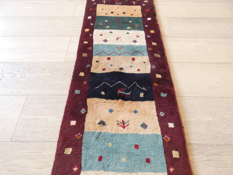 Authentic Persian Hand Knotted Gabbeh Rug Size: 164 x 45cm - Rugs Direct