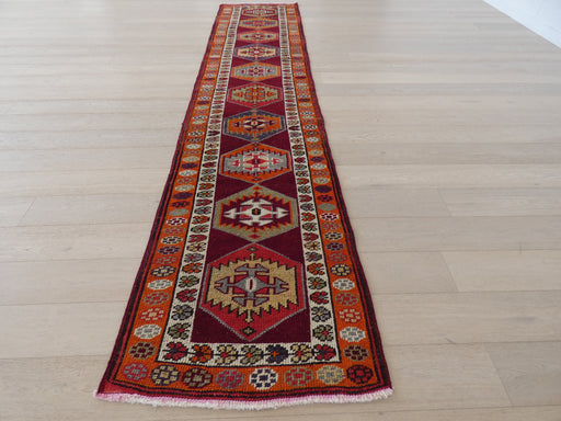 Vintage Hand Knotted Anatolian Turkish Hallway Runner Size: 397 x 85cm - Rugs Direct