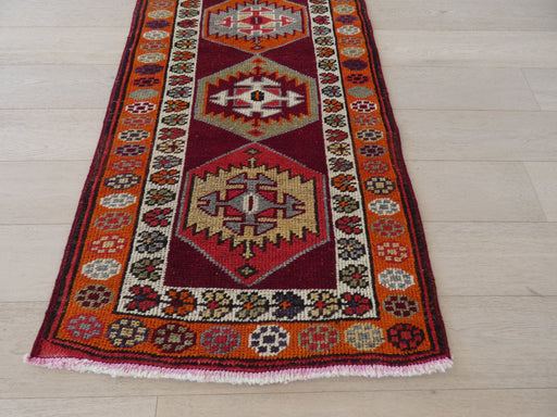 Vintage Hand Knotted Anatolian Turkish Hallway Runner Size: 397 x 85cm - Rugs Direct