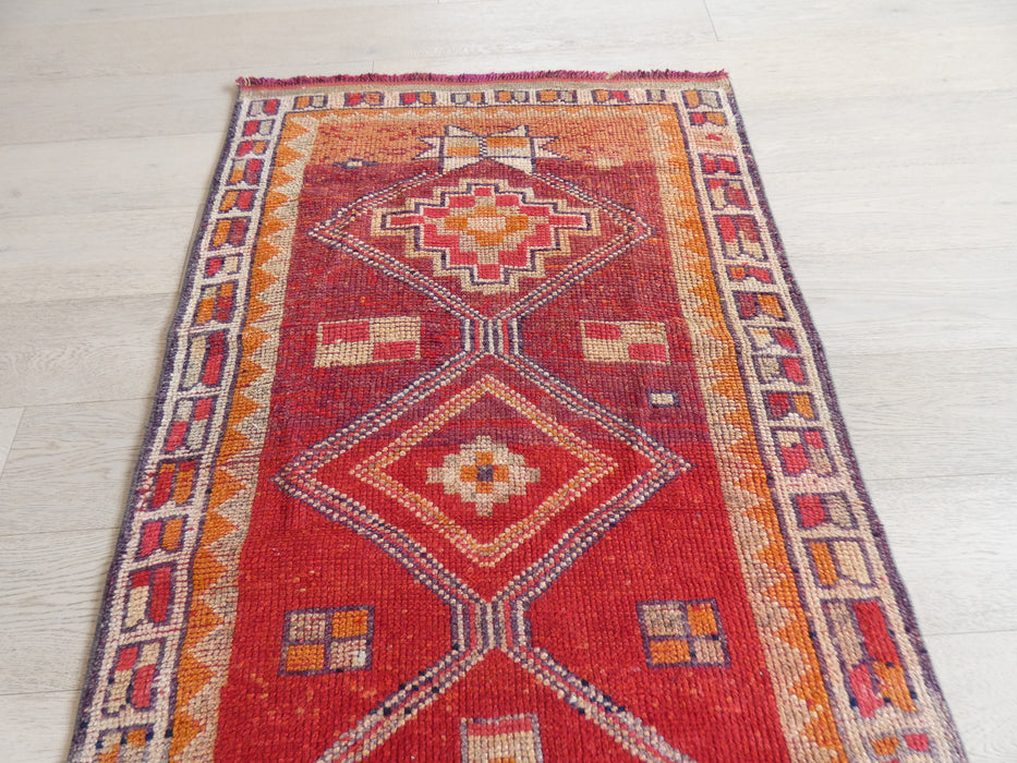 Vintage Hand Knotted Anatolian Turkish Hallway Runner Size: 313 x 96cm - Rugs Direct