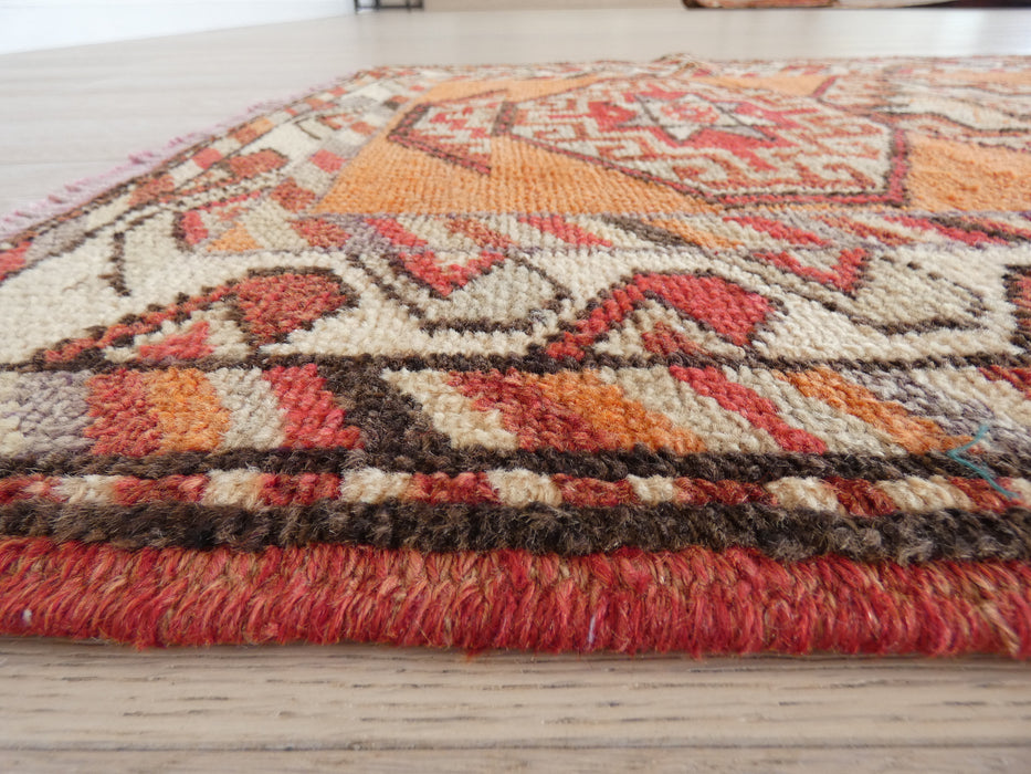 Vintage Hand Knotted Anatolian Turkish Hallway Runner Size: 355 x 92cm - Rugs Direct