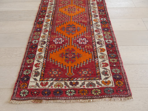 Vintage Hand Knotted Anatolian Turkish Hallway Runner Size: 328 x 86cm - Rugs Direct