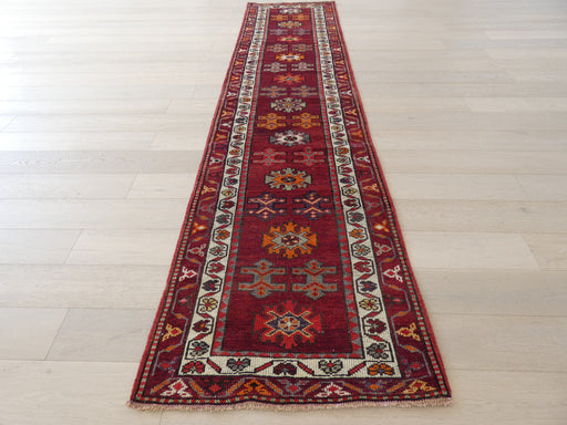 Vintage Hand Knotted Anatolian Turkish Hallway Runner Size: 376 x 93cm - Rugs Direct