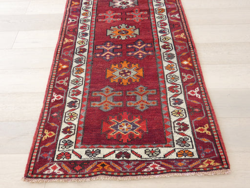 Vintage Hand Knotted Anatolian Turkish Hallway Runner Size: 376 x 93cm - Rugs Direct