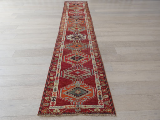 Vintage Hand Knotted Anatolian Turkish Hallway Runner Size: 392 x 85cm - Rugs Direct