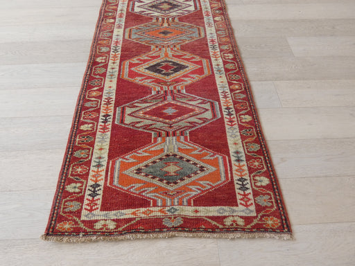 Vintage Hand Knotted Anatolian Turkish Hallway Runner Size: 392 x 85cm - Rugs Direct