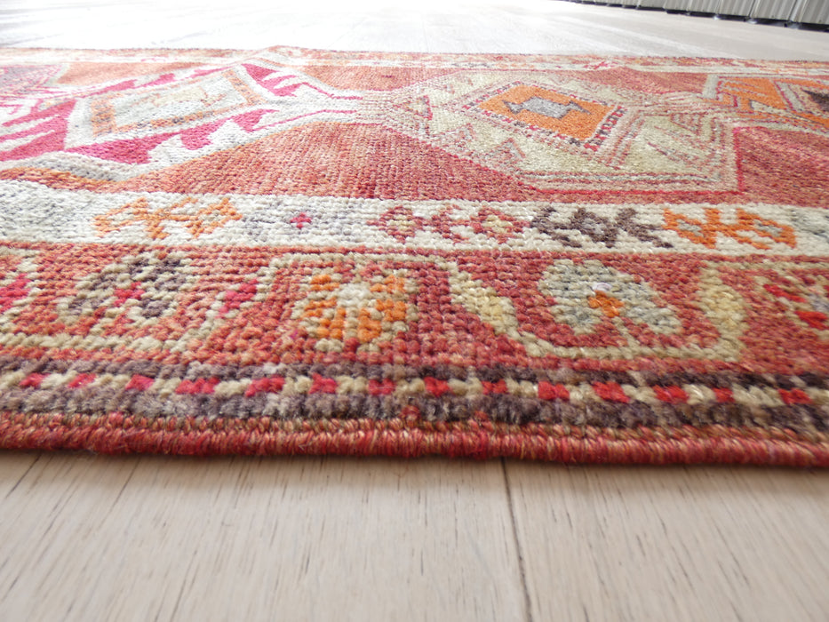 Vintage Hand Knotted Anatolian Turkish Hallway Runner Size: 392 x 85cm - Rugs Direct
