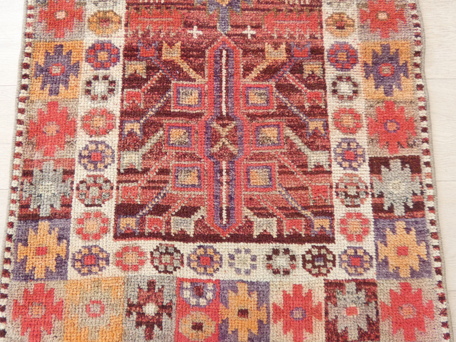 Vintage Hand Knotted Anatolian Turkish Hallway Runner Size: 375 x 75cm - Rugs Direct