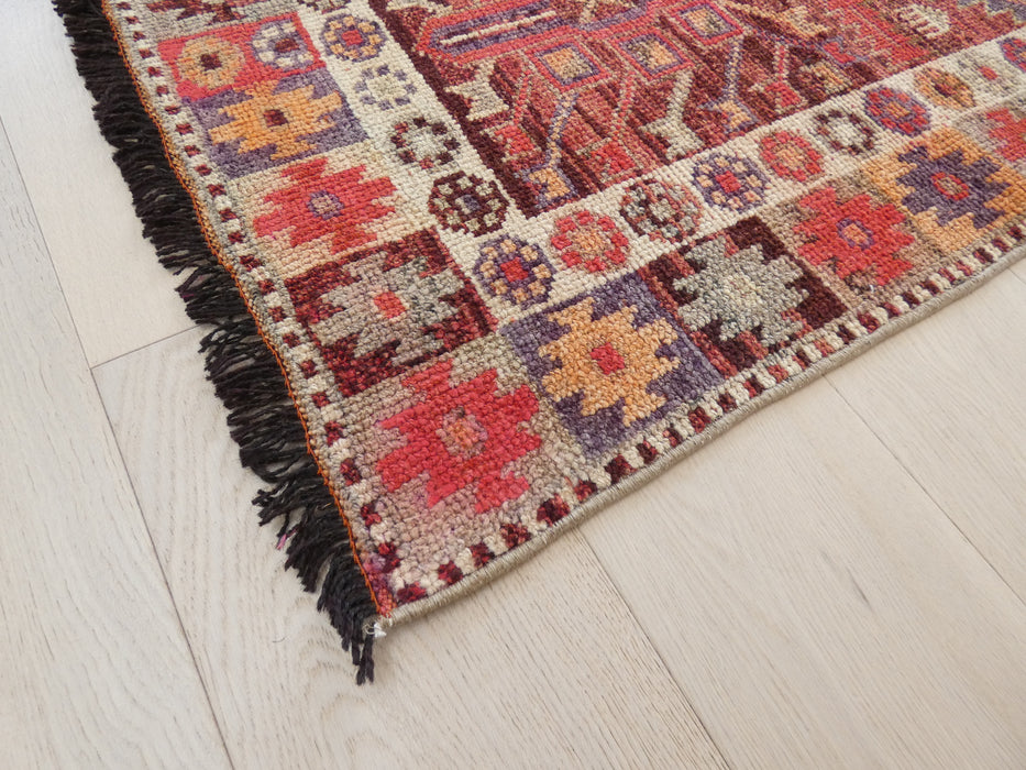 Vintage Hand Knotted Anatolian Turkish Hallway Runner Size: 375 x 75cm - Rugs Direct