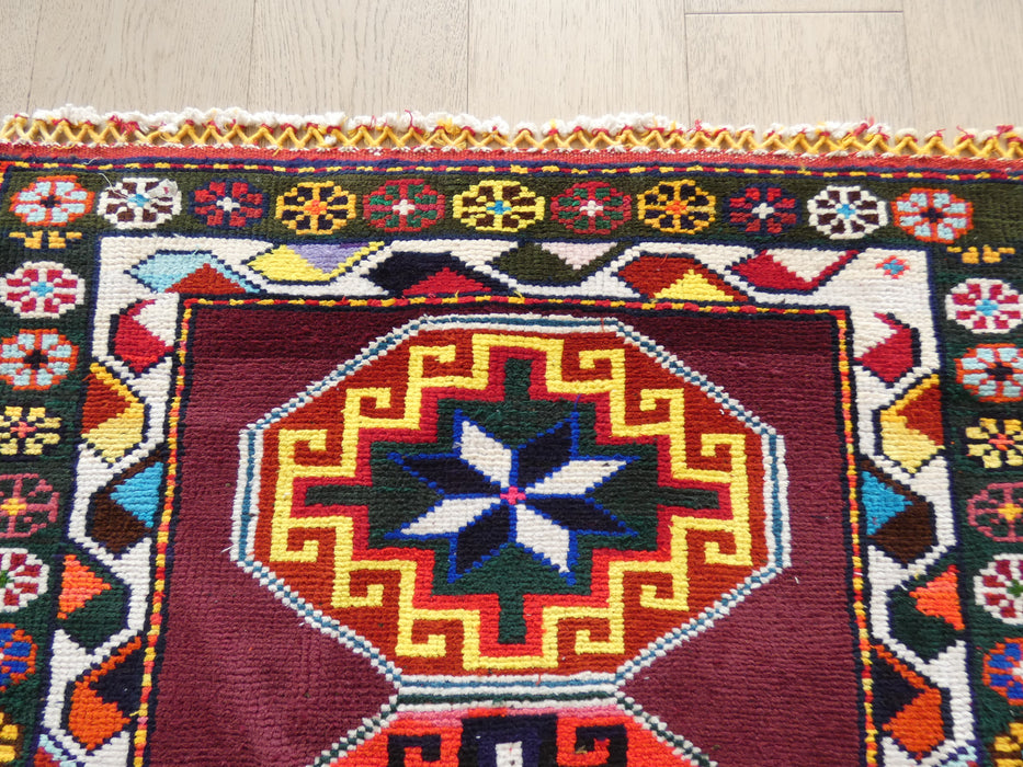 Vintage Hand Knotted Anatolian Turkish Hallway Runner Size: 395 x 88cm - Rugs Direct
