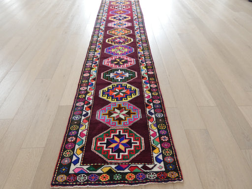 Vintage Hand Knotted Anatolian Turkish Hallway Runner Size: 395 x 88cm - Rugs Direct