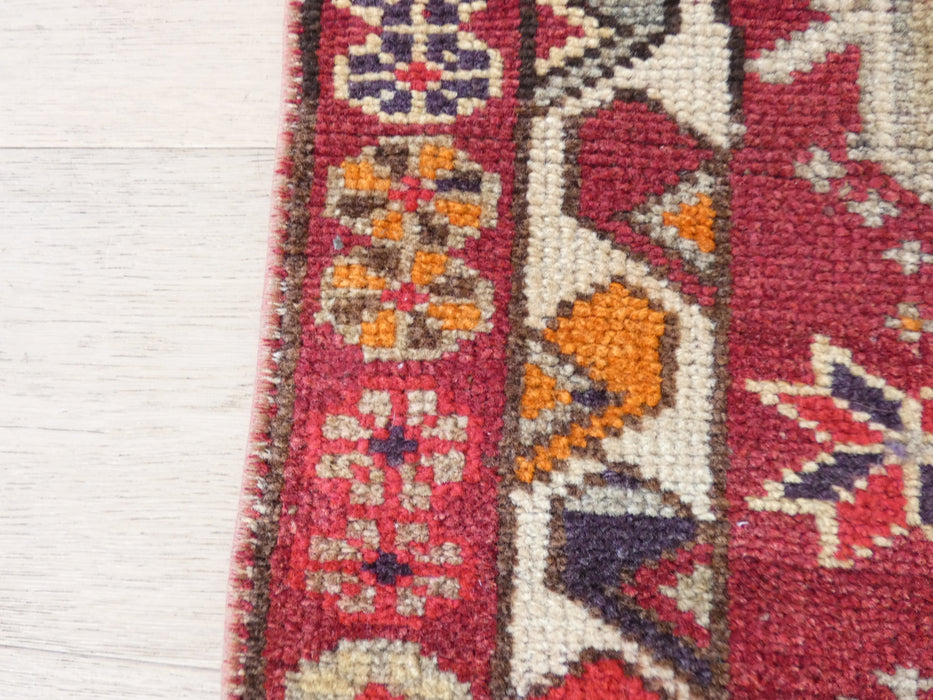 Vintage Hand Knotted Anatolian Turkish Hallway Runner Size: 370 x 76cm - Rugs Direct