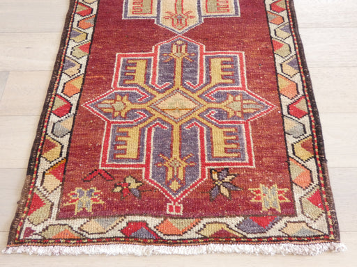 Vintage Hand Knotted Anatolian Turkish Hallway Runner Size: 351 x 86cm - Rugs Direct