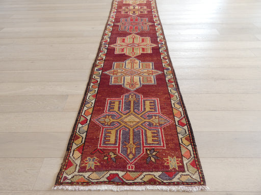 Vintage Hand Knotted Anatolian Turkish Hallway Runner Size: 351 x 86cm - Rugs Direct