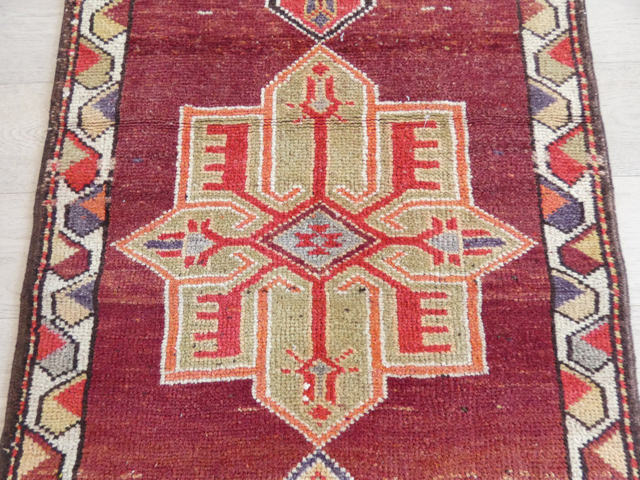Vintage Hand Knotted Anatolian Turkish Hallway Runner Size: 351 x 86cm - Rugs Direct