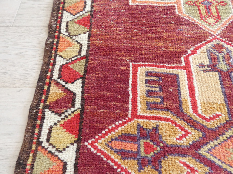 Vintage Hand Knotted Anatolian Turkish Hallway Runner Size: 351 x 86cm - Rugs Direct