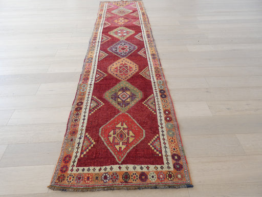 Vintage Hand Knotted Anatolian Turkish Hallway Runner Size: 411 x 101cm - Rugs Direct