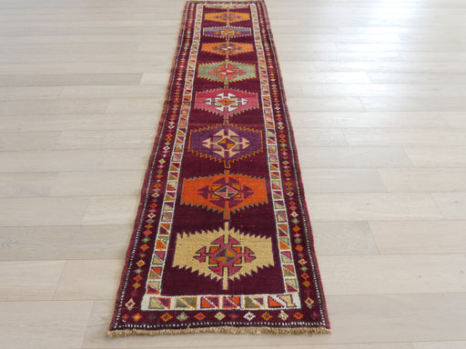 Vintage Hand Knotted Anatolian Turkish Hallway Runner Size: 370 x 93cm - Rugs Direct