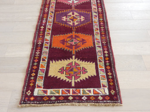 Vintage Hand Knotted Anatolian Turkish Hallway Runner Size: 370 x 93cm - Rugs Direct